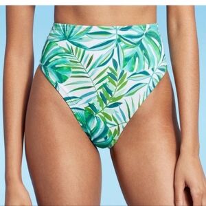 Women's High Waist High Leg Extra Cheeky Bikini Bottom  Shade & Shore Green Leaf